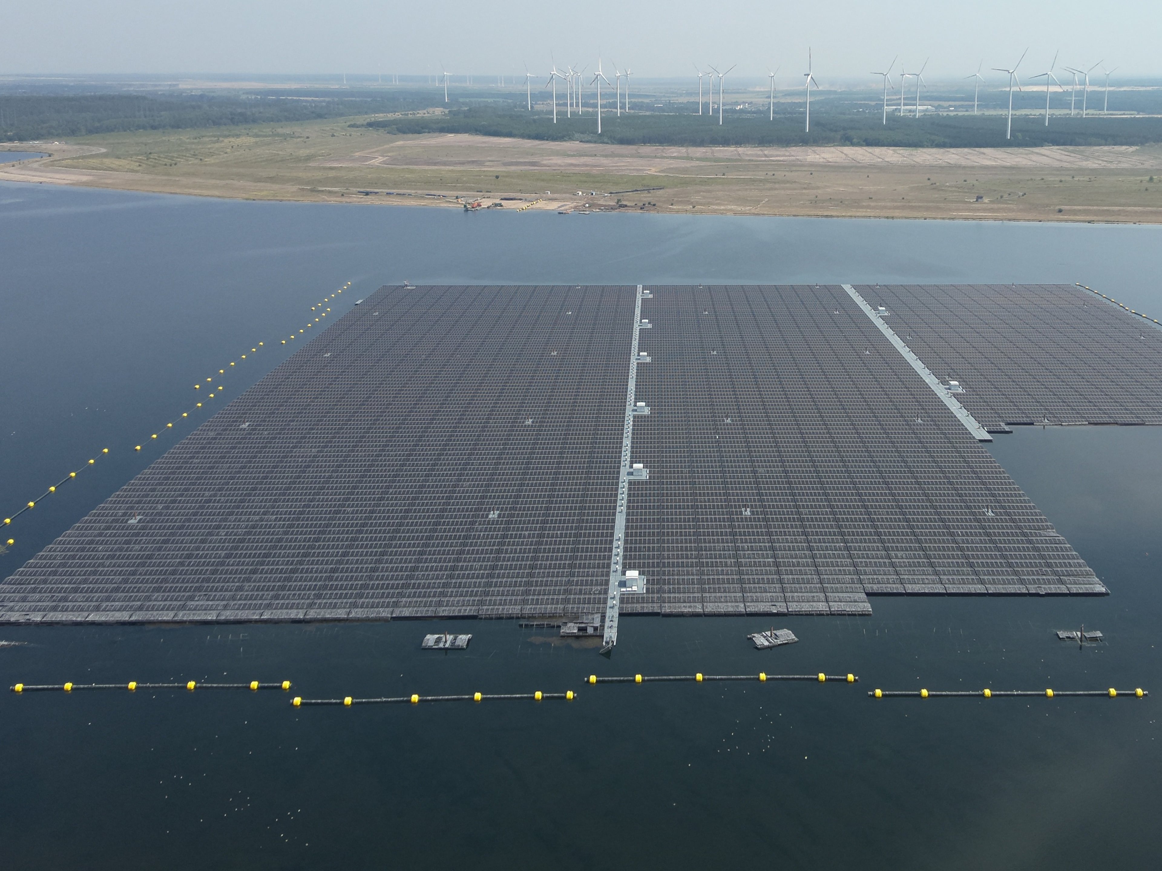 Floating solar power plant, southern Sweden